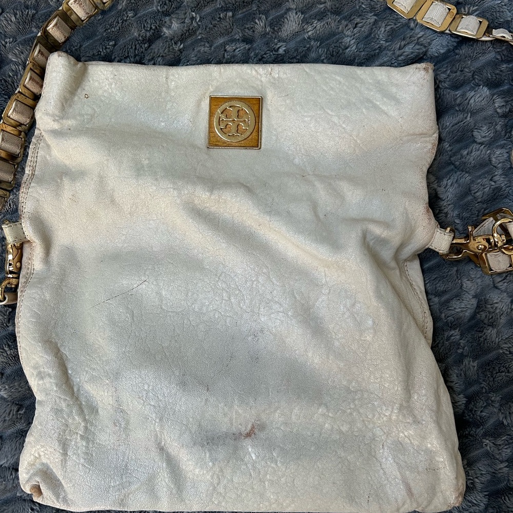 Tory Burch Louissa Messenger SKU18887 white leather crossbody purse